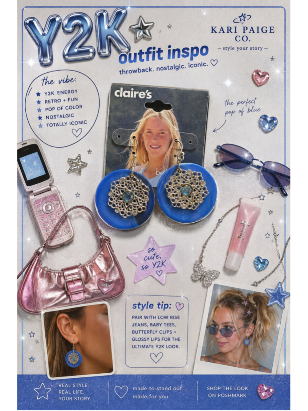 Claire's Blue Earrings- Y2K vintage F26